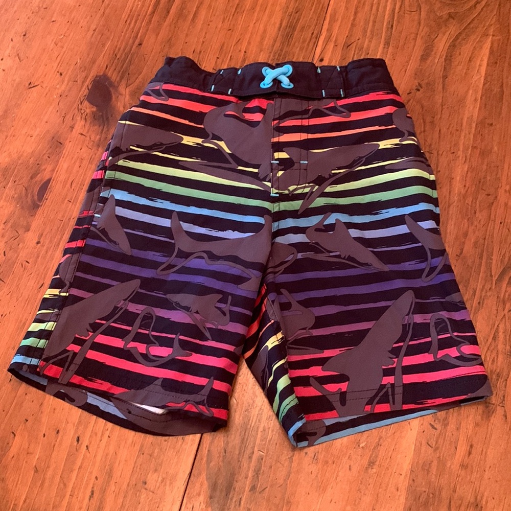 Rainbow Swim Trunks w/ Sharks - Wonder Nation Size XS 4/5